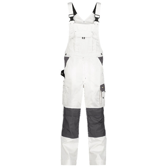 Dassy® - Versailles Zweifarbige Arbeitslatzhose mit Kniepolstertaschen, weiß/zementgrau, Schrittlänge Standard, Größe 44 von Dassy