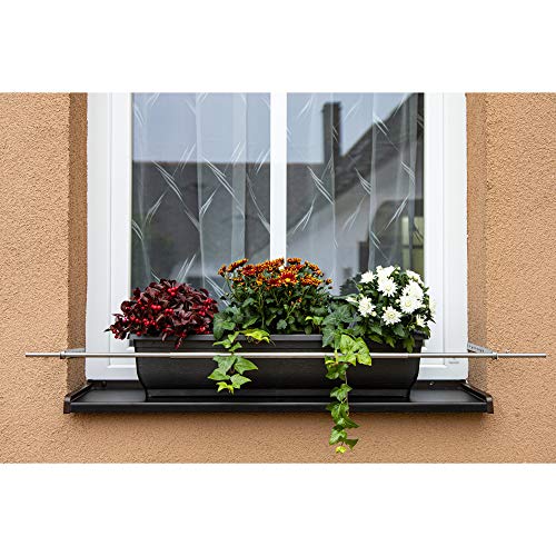 Dastech Blumenkastenhalterung einstellbar 1500 bis 2000 mm für eine Gesamtfensterbreite von 1500-1900 mm/Rostfreies Edelstahl V2A/ Montage auf Dübeln von Dastech