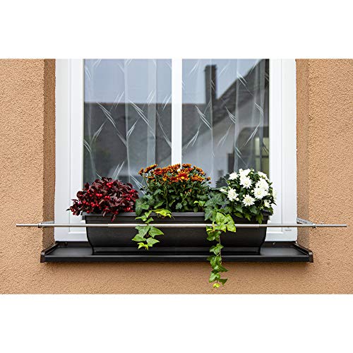 Dastech Blumenkastenhalterung einstellbar 2000 bis 2500 mm für eine Gesamtfensterbreite von 2000-2400 mm/Rostfreies Edelstahl V2A/ Montage auf Dübeln von Dastech