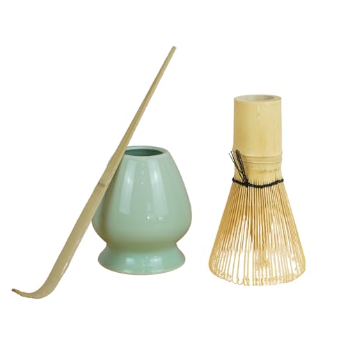 Dastium Home - 3 Teiliges Matcha Set - Matcha Kit für die Teezeremonie - Matcha Löffel - Matcha Rührer - Matcha Rührer Ständer (Grün) von Dastium