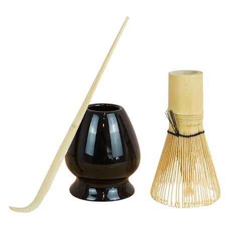 Dastium Home - 3 Teiliges Matcha Set - Matcha Kit für die Teezeremonie - Matcha Löffel - Matcha Rührer - Matcha Rührer Ständer (Schwarz) von Dastium