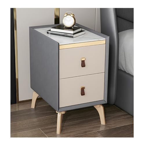 DataBaste Beistelltisch，Nachttisch，Couchtischmit Stauraum，für Schlafzimmer，Wohnzimmer(White+Gray,25 * 40 * 50cm/9.8 * 15.7 * 19.7in) von DataBaste
