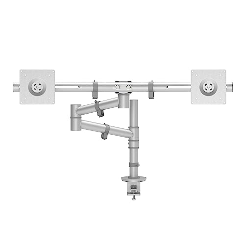 Dataflex Viewgo Monitorarm - Schreibtisch 132 Silber, Platzsparender ergonomischer Monitorständer für 2 Monitore, Höhenverstellung, Max. 4kg pro Bildschirm, Hoch- und Querformat, Einfache Installation von Dataflex