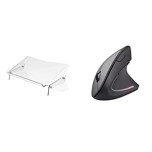 Dataflex 49.410 Addit ErgoDoc Dokumentenhalter, Höhenverstellbar von 160-235 mm in 6 Schritten, transparent & Trust Verto Kabellose Vertikale Maus, Wireless Ergonomische Maus - Schwarz von Dataflex