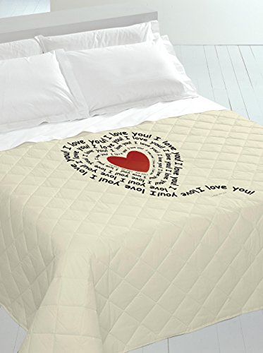Italian Bed Linen Steppdecke, Format: Einzelbett, mit Digitaldruck, Format: 170 x 270 cm Schrift-Herz 170x270x1 cm Mehrfarbig von Italian Bed Linen