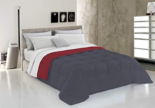 Italian Bed Linen Winter Bettdecke, Bordeaux/Dunkelgrau, 150x200cm von Italian Bed Linen