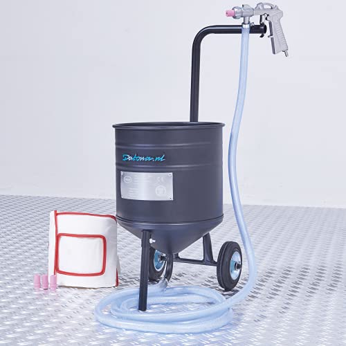 Datona Mobiles Sandstrahlgerät XS - 15L Sandstrahler mit Maske, Düsen, Schlauch & Pistole - Arbeitsdruck 2–6 bar - Kompakt & leicht manövrierbar von Datona