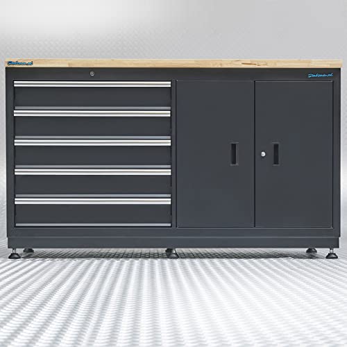 Werkbank mit 5 Schubladen und Schrank - 160 cm von Datona