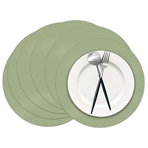 50 Stück Salbeigrüne Papier-Tischsets, Salbei, rund, Einweg-Tischsets, grüne Papierdeckchen, dekorative Tischsets für Hochzeit, Bankett, Party, Zuhause, Esszimmer, Geschirr, Dekor von Datyiiha