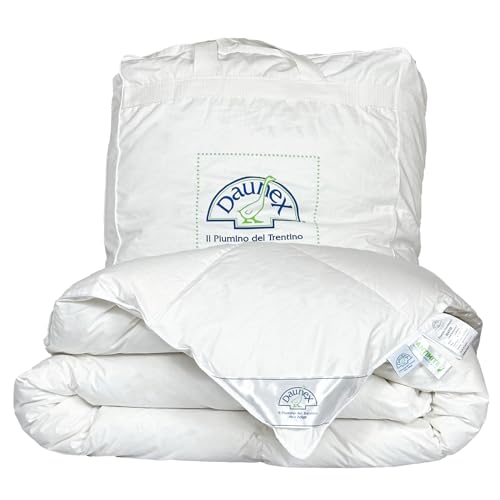 Daunex Bettdecke für Einzelbett, 155 x 220 cm, 100% sibirische Gänsedaunen, antiallergisch und milbendicht, maschinenwaschbar, Made in Italy, Modell: Courmayeur Warm von Daunex