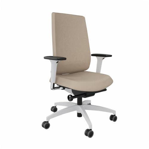 Dauphin Indeed ergonomischer Bürostuhl Drehstuhl beige, belastbar bis 150kg für Home Office und Büro, hohe Rückenlehne, 4F-Armlehne, Lordosenstütze von Dauphin