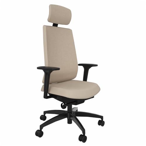 Dauphin Indeed ergonomischer Bürostuhl Drehstuhl beige, belastbar bis 150kg für Home Office und Büro, hohe Rückenlehne, 4F-Armlehne, Lordosenstütze von Dauphin