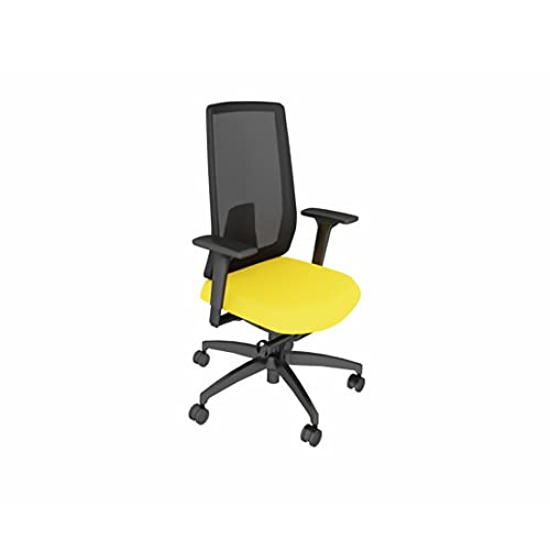 Dauphin Indeed nachhaltiger Bürostuhl, Individualisierbar, ergonomisch, leichtes Gewicht (Tonal Nachhaltig: Currygelb, Netzrücken) von Dauphin