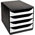 Exacompta Schubladenbox 4 Big-Box Classic DIN A4 Polystyrol Schwarz, Weiß 26,7 x 34,7 x 27,8 cm von Exacompta