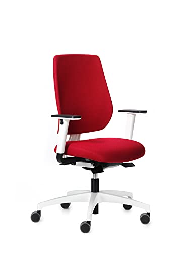 Dauphin Speed-o Comfort, ergonomischer Bürostuhl für das Homeoffice, höhenverstellbare Armlehnen, automatische Gewichtsanpassung (weiß | rot) von Dauphin