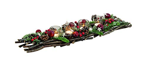 Davartis - Adventskranz/Adventsgesteck länglich inkl. Dekoration ca. 63cm von Davartis