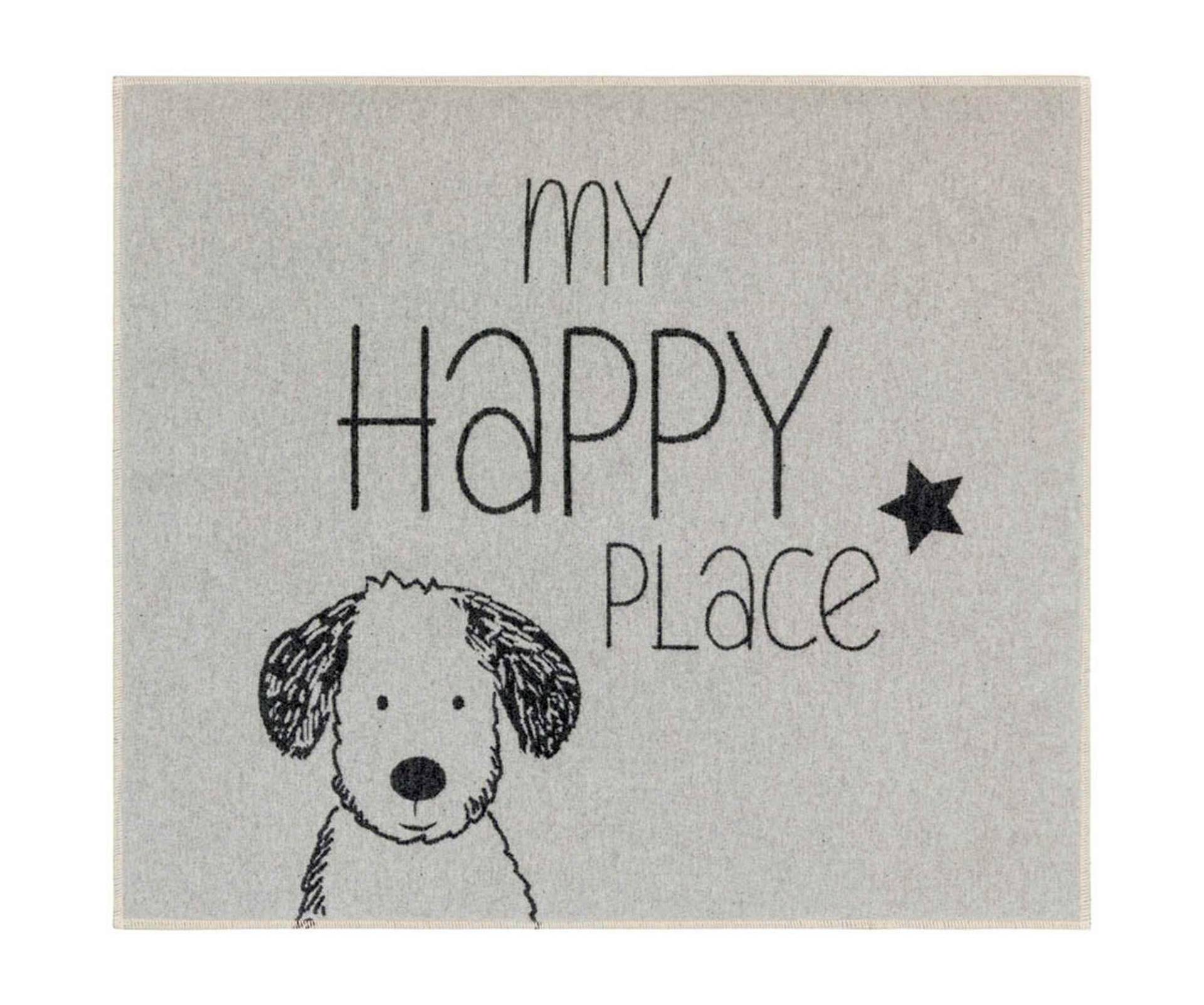 Fussenegger Hundematte klein - my happy place Baumwolle grau 70x80cm von David Fussenegger Textil GmbH
