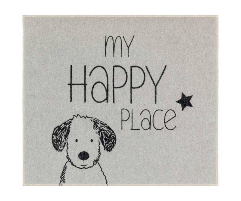 Fussenegger Hundematte klein - my happy place Baumwolle grau 70x80cm von David Fussenegger Textil GmbH