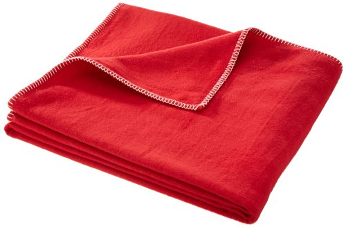 David Fussenegger Decke rot aus Baumwolle 140x200 cm Kuscheldecke mit Zierstich weich von David Fussenegger