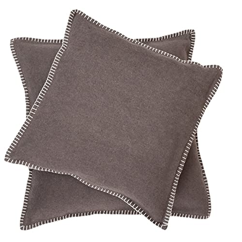 Kissenbezug braun Dekokissen aus Baumwolle flauschig weich, 50x50 cm von David Fussenegger