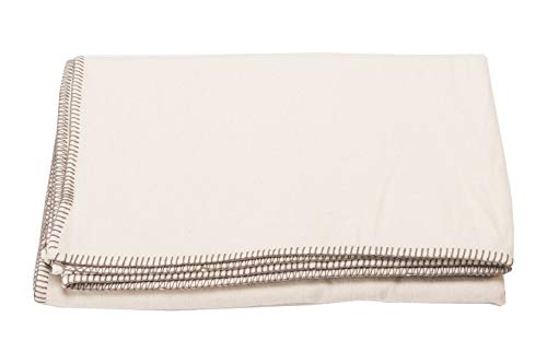 Decke aus Baumwolle 140 x 200 cm Kuscheldecke mit Zierstich weich, rohweiß von David Fussenegger