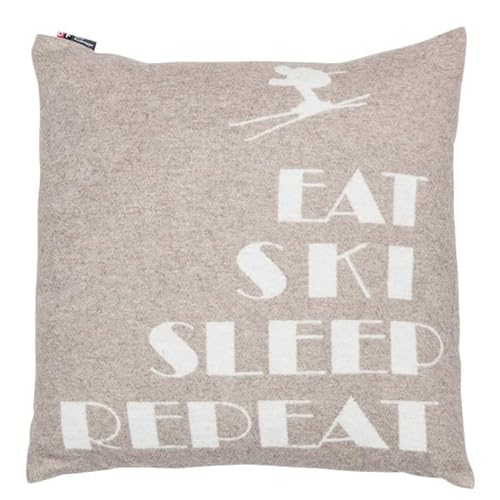 David Fussenegger Kissenhülle Silvretta 'Eat Ski Sleep Repeat' 50 x 50 cm Schlamm von David Fussenegger