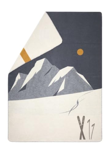 David Fussenegger Kuscheldecke Ski&Spuren 150x200cm Flauschige Sofadecke aus Recycling-Baumwolle nachhaltig produziert ÖkoTex100 GRS Made in Austria Farbe Grau von David Fussenegger