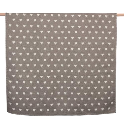 David Fussenegger Wohndecke Deco 'Herzen Allover' 135 x 200 cm Schlamm- Beige von David Fussenegger