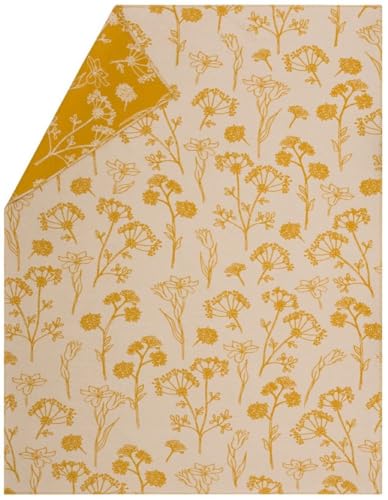 David Fussenegger Wohndecke Jade 'floral' 150 x 200 cm Senf - Gelb von David Fussenegger