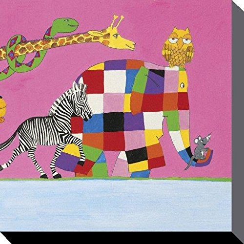 David McKee Kunstdruck auf Leinwand, Elmer's Friends Are All Different 40 x 40 cm, Polyester, Mehrfarbig, 40x40x3.2 cm von David McKee