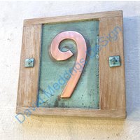 Mission Mackintosh Style Eco Copper House Gedenktafel Mit Eichenrahmen 1x No 3"/75 Mm Oder 4"/100 Hgsn von DavidMeddingsDeSign