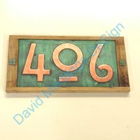 Mission Mackintosh Style Plakette in Eiche Und Kupfer 3x Nos 3"/75 Mm Oder 4"/100 Hohe Zahlen Hgss von DavidMeddingsDeSign