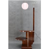 1930S Jindrich Halabala Stehlampe in Nussbaum Dekor, Restauriert/Mid Century Vintage von Davintdesign
