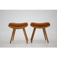 1960Er Paar Holzhocker, Tschechoslowakei von Davintdesign