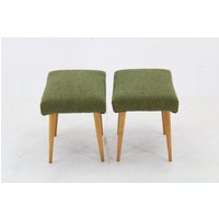 1960S Paar Holzhocker Boucle Aus Buche/Tschechoslowakei Vintage Hocker Mid-Century von Davintdesign