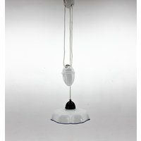 50Er Jahre Verstellbare Glas & Keramik Pendelleuchte von Davintdesign