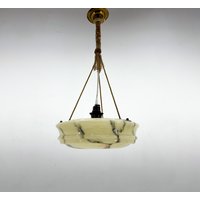 Art Deco Marmor Glas Pendelleuchte Auf Original Seil von Davintdesign