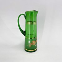 Vintage Glaskrug Mit Goldenem Dekor, Tschechoslowakei von Davintdesign