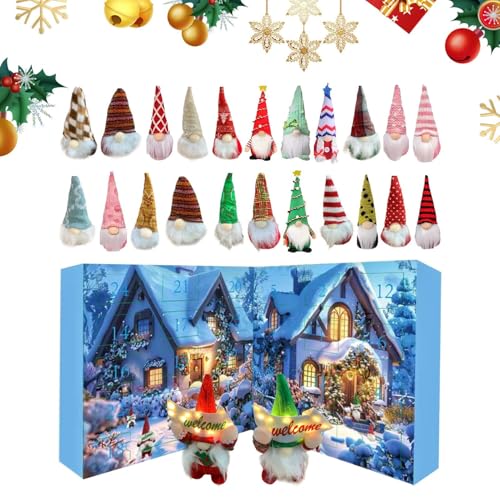 Davivian Adventskalender - 24 Tage Weihnachtszeit Countdown | Sammel-Figuren Tannenzwerg Deko für Feiertagsritual Kamin Kaminsims Party von Davivian