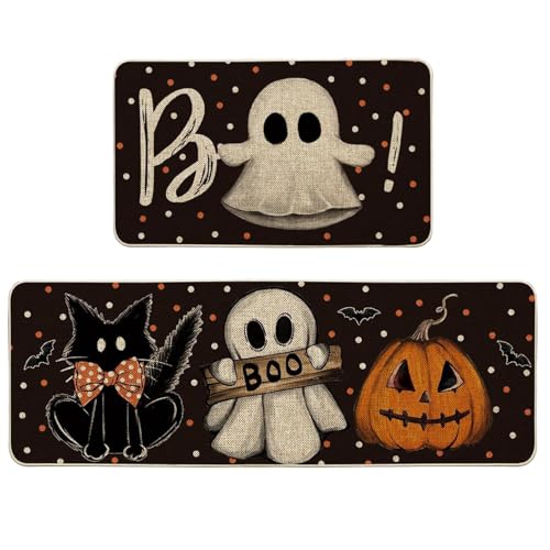 Davivian Badezimmer-Duschmatte, Halloween-Kürbis-Teppich,2X gruselige Schwarze Katzen Küchenbodenteppich | rutschfeste Duschmatte, weiche Badematte für Küche, Terrasse, und Eingang Davivian Badezimmer-Duschmatte, Halloween-Kürbis-Teppich,2X gruselige Schwarze Katzen Küchenbodenteppich | rutschfeste Duschmatte, weiche Badematte für Küche, Terrasse, und Eingang von Davivian