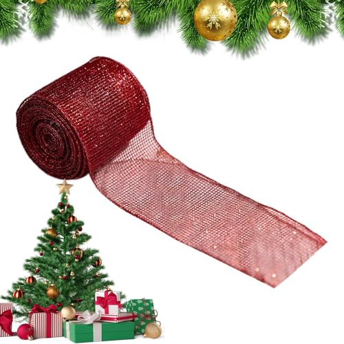 Davivian Christbaum Netzband | Weihnachts Ringband Mit Draht Für Geschenkboxen | Deko Für Enthusiasten Stylisten Frauen Männer Kränze Briefkasten Mittelpunkt von Davivian