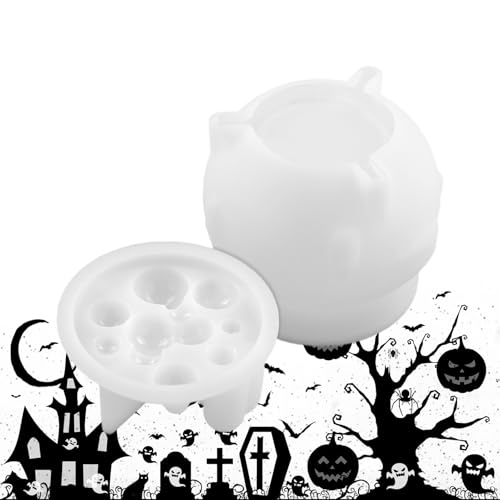 Davivian Epoxidharzform Für Halloween, Kesselform Zur Aufbewahrung Halloween Silikonform, Wiederverwendbare Einfache Entformung Für Kinder Und Erwachsene von Davivian