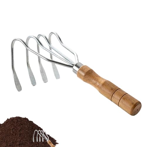 Davivian Gartenhandrechen,Muschelausgraben Werkzeug Mit Holzgriff - Handmuschelgabel Mit 4 Zinken Für Camping, Seen, Gartenarbeit, Teich & Landschaftsgestaltung von Davivian