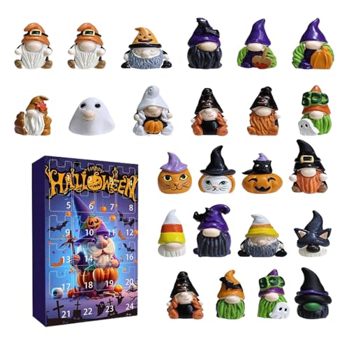 Davivian Halloween Adventskalender 2025, Gartenzwerg Miniatur Puppen Adventskalender Für Kinder, Dekorative Halloween Figur Für Schreibtisch Schlafzimmer Wohnzimmer Deko von Davivian