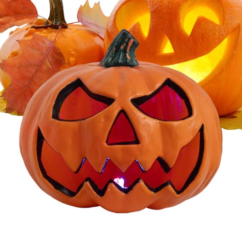 Davivian Halloween Kürbis 20 cm,Deko Festival Beleuchtung | Handgemachte Halloween Deko Für Herbstseason Thanksgiving Veranstalter Hausbesitzer Interior Designer Wohnzimmer Schlafzimmer von Davivian