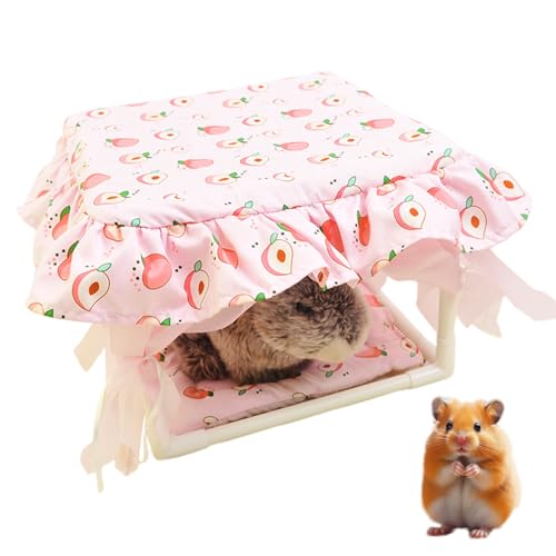 Davivian Hamsterhaus,Niedliches Kleintierversteck Häuschen Unterschlupf - Kuscheliges Quasten Tür Versteck Spielbereich Schlafplatz Für Hamster Mäuse Chinchilla Kaninchen von Davivian