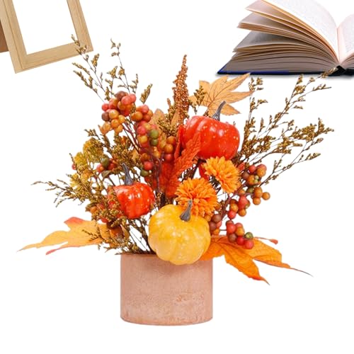 Davivian Herbst Schreibtischdekoration, Halloween Kürbisse Herbstdeko Tischdekoration Mittelstücke, Thanksgiving Deko für Herbst Kaminsims Outdoor Bauernhaus Schlafzimmer Ernte Schule Feiertag von Davivian