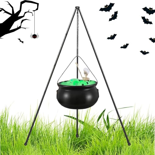 Davivian Hexenkessel Groß Für Draußen,Halloween Outdoor-mit Augapfel-Lichterkette | Gruselige Deko Für Zuhause Garten Feiern von Davivian