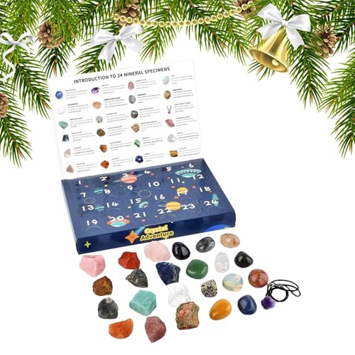 Davivian Kristall Countdown Kalender 2025 Für Kinder - Adventskalender Für Kinder Mit 24 Edelsteinen Zur Weihnachtszeit | Saisonales Festtagsgeschenk für Erwachsene Jugendliche Geologiebegeisterte von Davivian