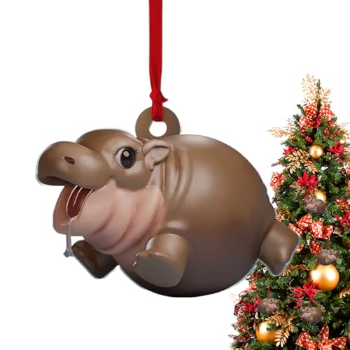 Davivian Niedliche Flusspferd Fenster Weihnachtsdekoration - 2D Acryl Tier Weihnachtsschmuck,Wohndekoration Für Wohnheim Schlafzimmer Wohnzimmer Schule Büros Auto Erntedankfest Geburtstag Wohnung von Davivian